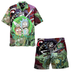 Chaos in the Cosmos Rick & Morty Adventure Hawaiian Shirt front with short