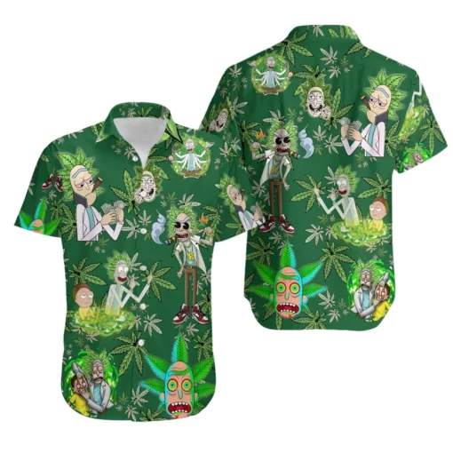 Green Dimension Adventures Rick & Morty Hawaiian Shirt