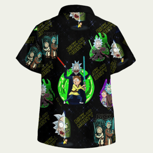 Interdimensional Lightsaber Battle Rick & Morty Hawaiian Shirt back