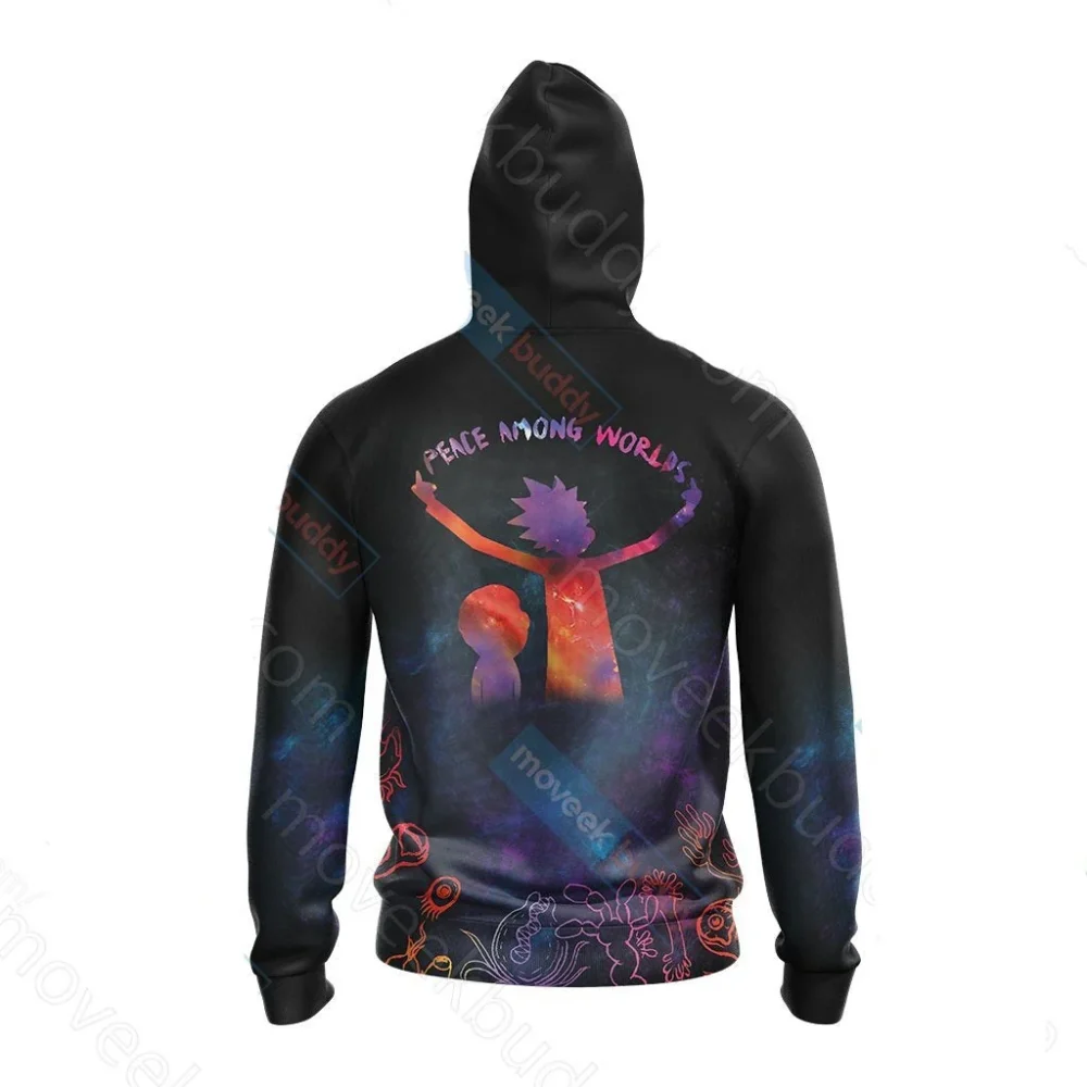 Peace Among Worlds Rick & Morty Hoodie back