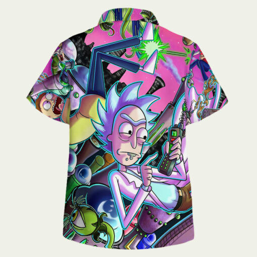 Psychedelic Adventure Rick & Morty Hawaiian Shirt back