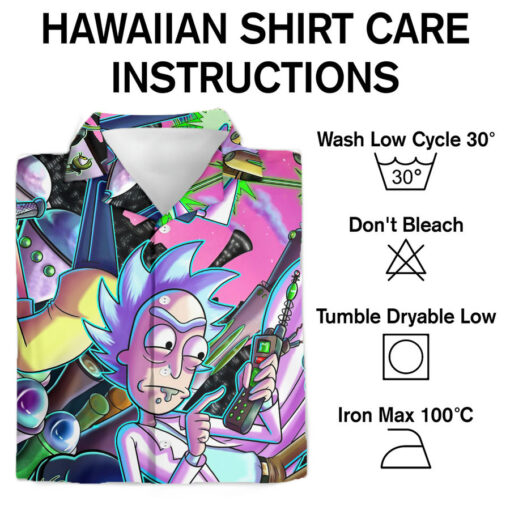 Psychedelic Adventure Rick & Morty Hawaiian Shirt instructions
