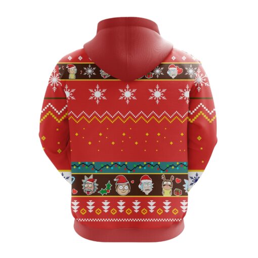 Rick and Morty Christmas Noel Mc Ugly Red Hoodie back