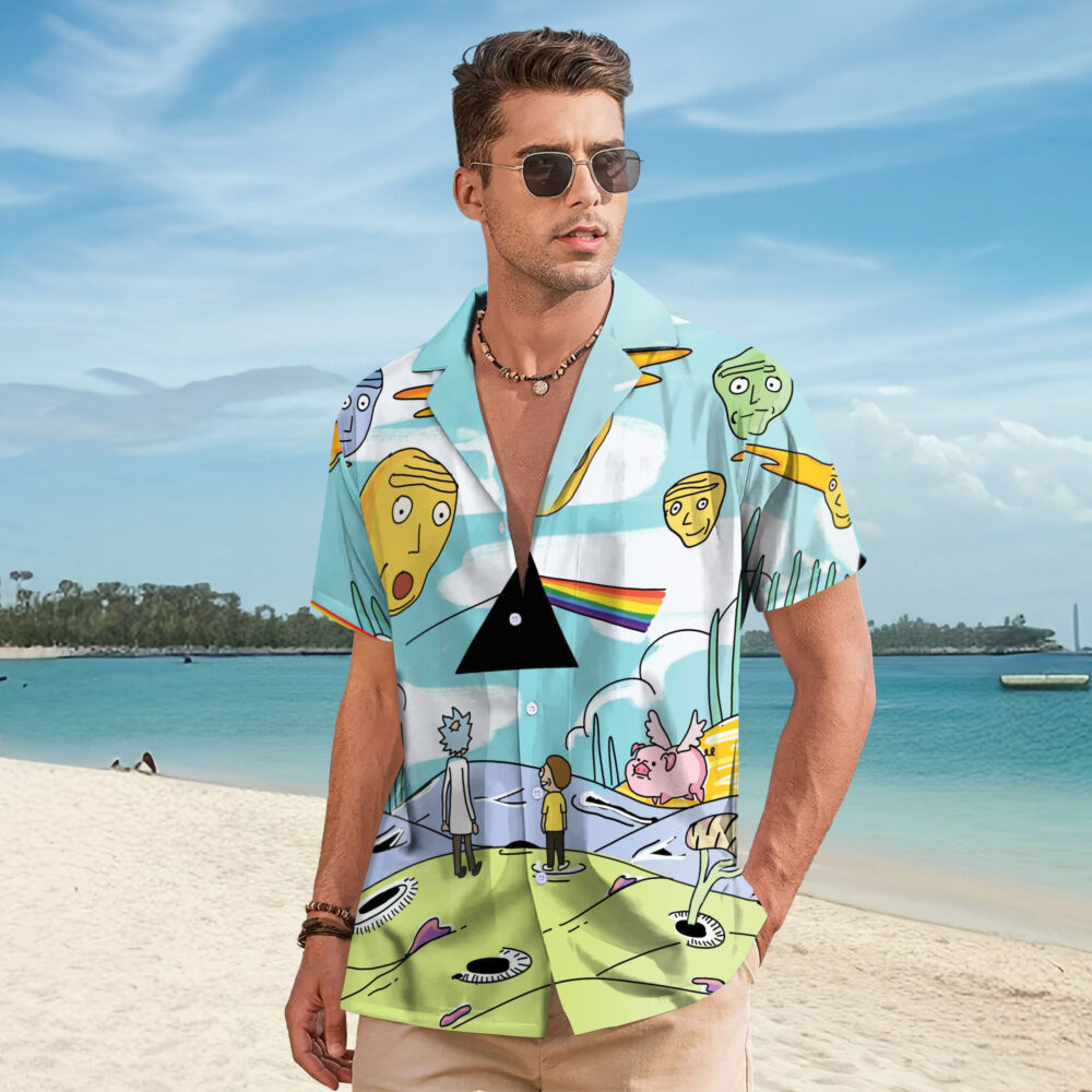 Rick and Morty Dark Side Of The Moon Hawaiian Shirt front mockup