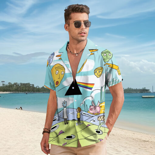 Rick and Morty Dark Side Of The Moon Hawaiian Shirt front mockup