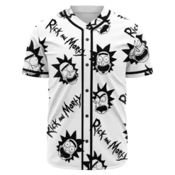 Rick And Morty Face Pattern Black White Baseball Jersey