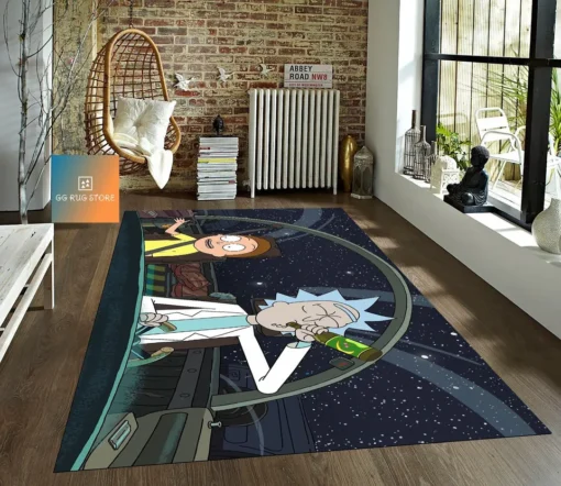 Rick and Morty Galactic Escape Rug home