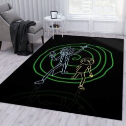 Rick and Morty Galactic Portal Adventure Neon Rug