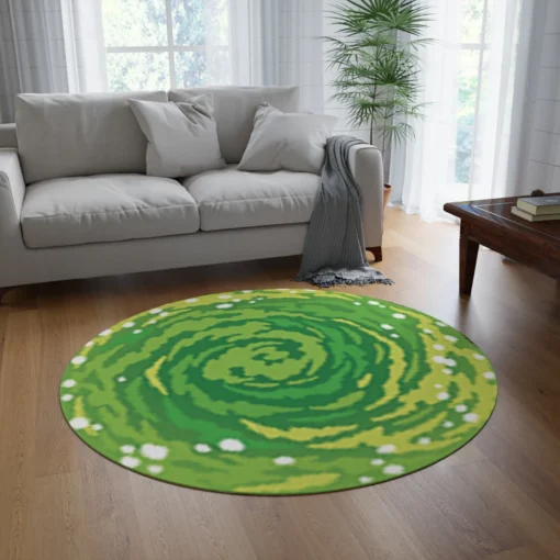 Rick and Morty Green Portal Rug Living Room