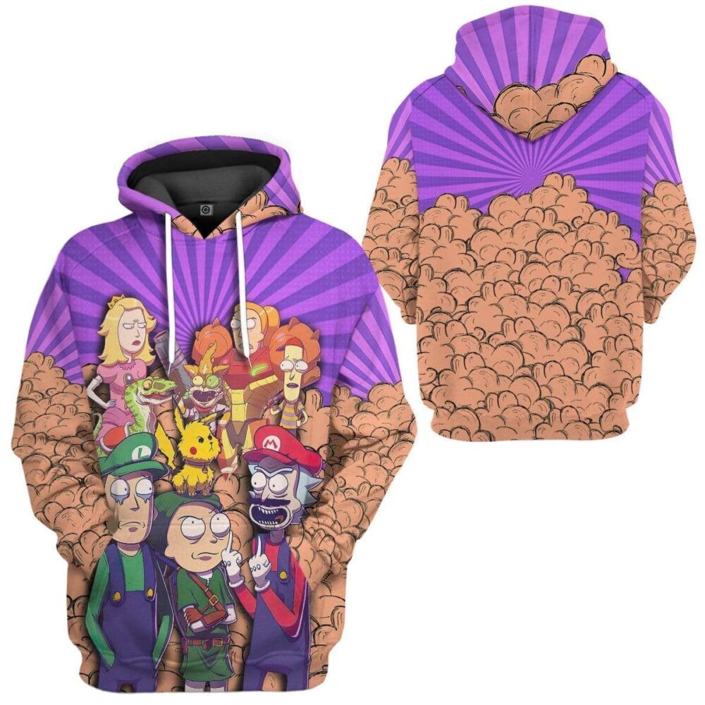 Rick And Morty Mario Brother Crossover Purple Hoodie