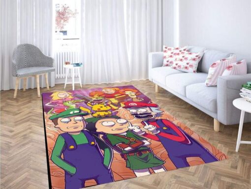 Rick And Morty Multiverse Heroes Mashup Rug