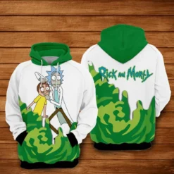 Rick And Morty Open His Eye Funny White Green Hoodie