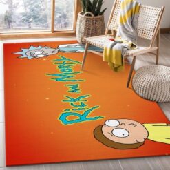 Rick and Morty Orange Cosmic Vibes Rug
