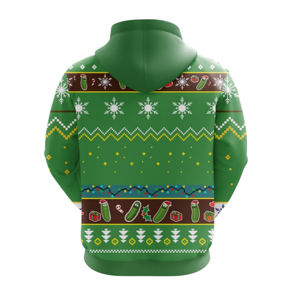 Rick and Morty Pickle Rick Christmas Hoodie back