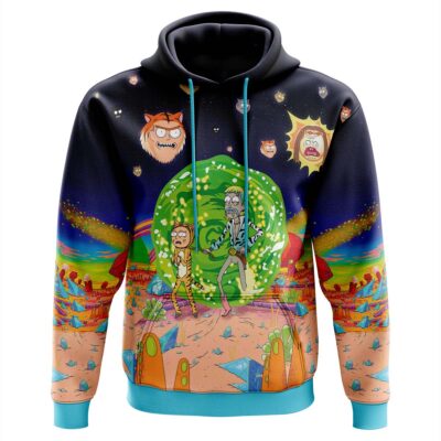 Rick and Morty Portal Adventure Graphic Hoodie front