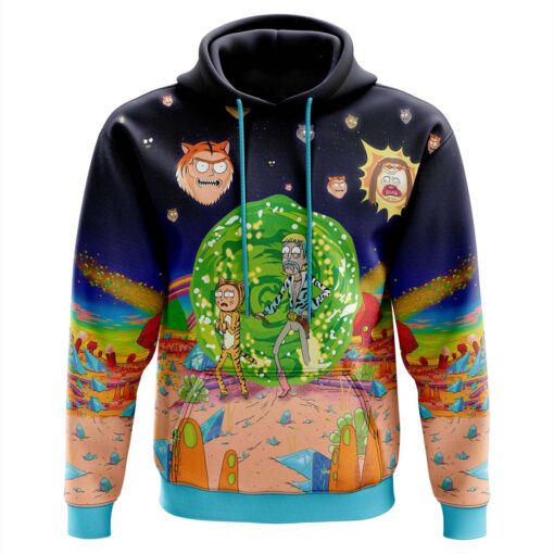 Rick and Morty Portal Adventure Graphic Hoodie front