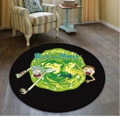 Rick and Morty Portal Jump Adventure Round Rug
