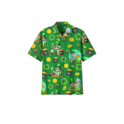 Rick and Morty Shamrock Treasure Green Hawaiian Shirt front