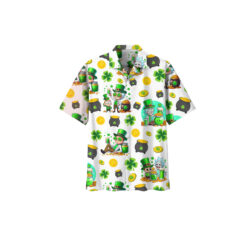 Rick and Morty Shamrock Treasure White Hawaiian Shirt front