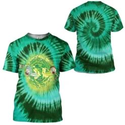 Rick And Morty Through Portal Tie Dye Green Shirt