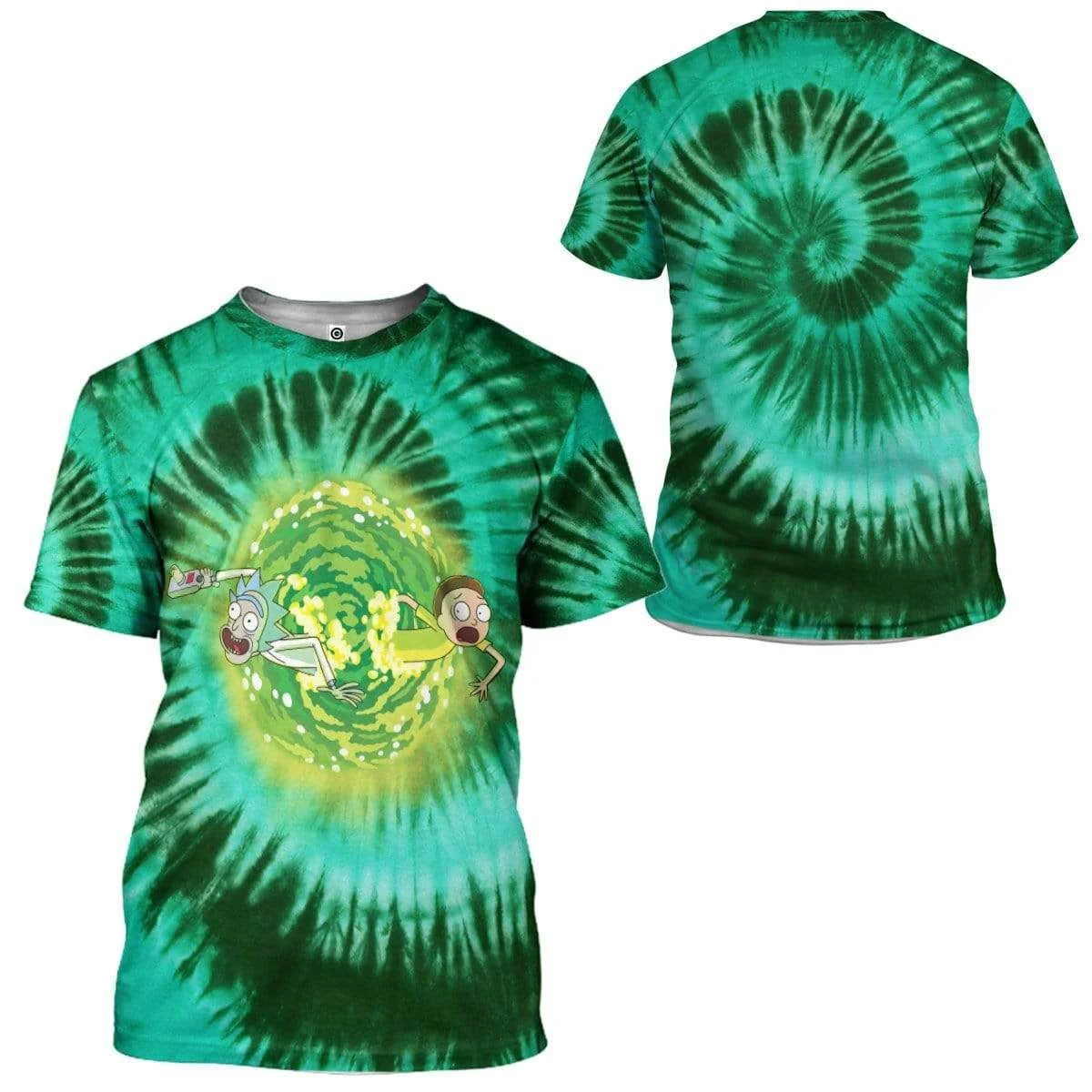 Rick And Morty Through Portal Tie Dye Green Shirt