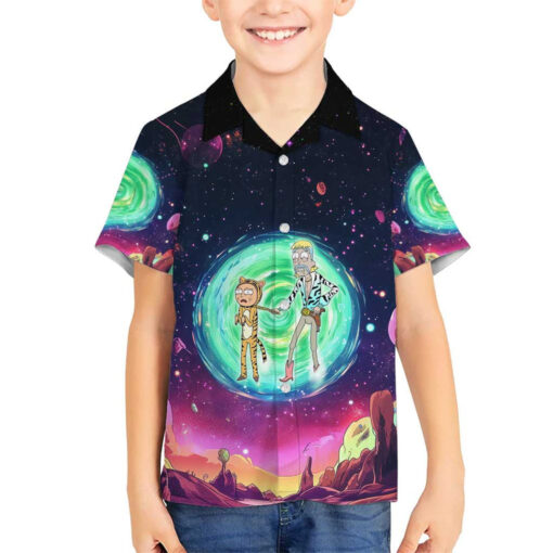 Rick and Morty Tiger King Hawaiian Shirt Kid mockup front