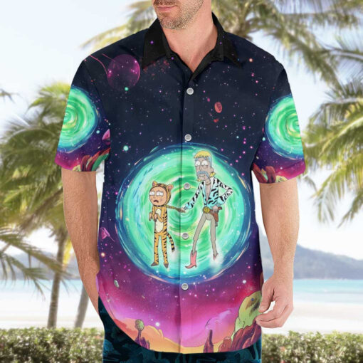 Rick and Morty Tiger King Hawaiian Shirt mockup front