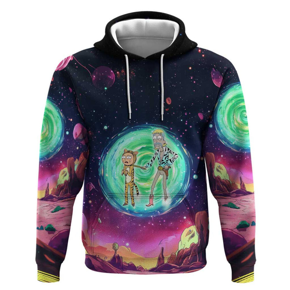 Rick and Morty Tiger King Trippy Style Hoodie front