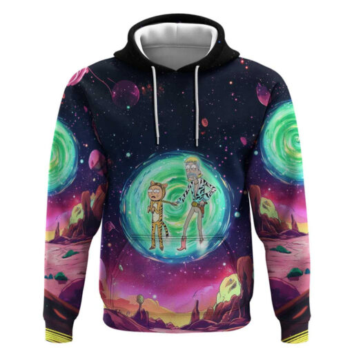 Rick and Morty Tiger King Trippy Style Hoodie front