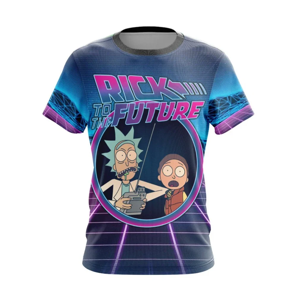 Rick And Morty To The Future Neon Shirt front