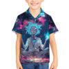 Rick and Morty Trippy Cosmic Rick Hawaiian Shirt kid front
