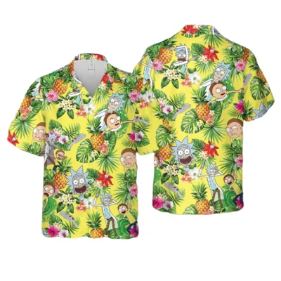 Rick And Morty Tropical Pineapple Hawaiian Shirt
