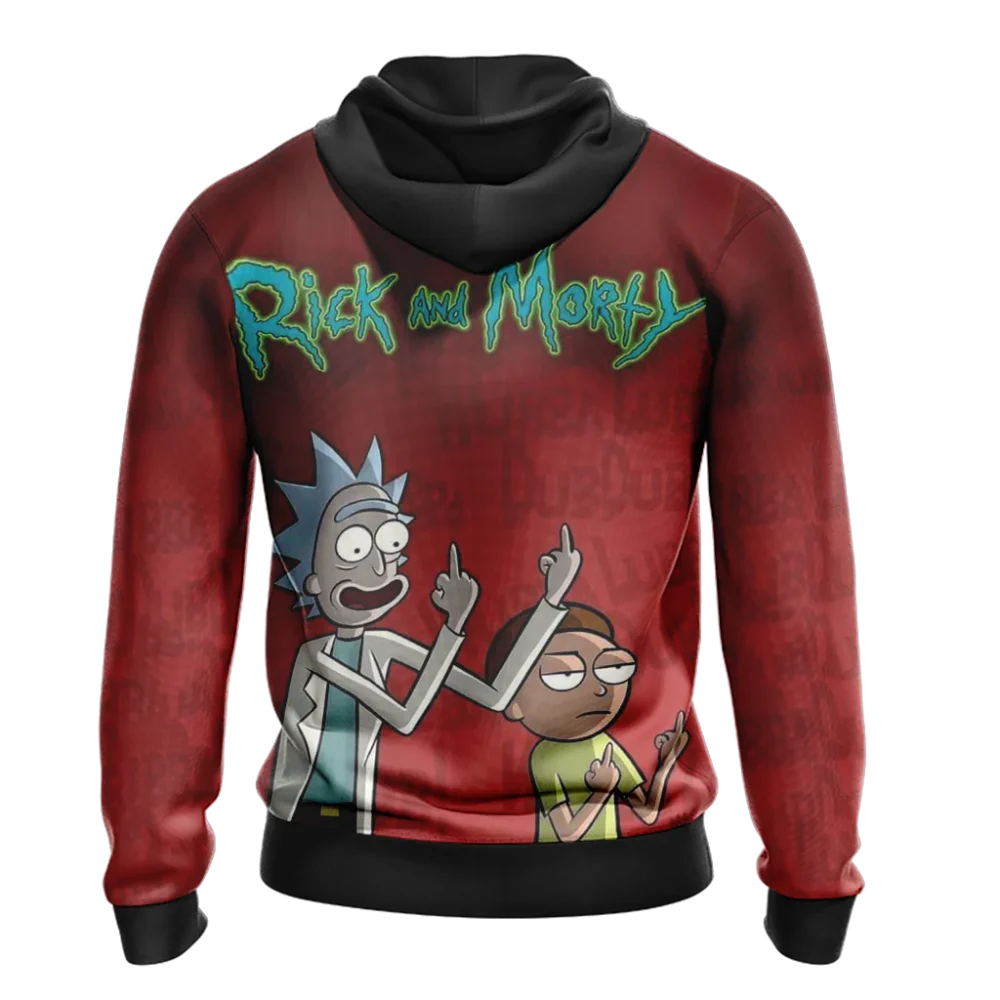 Rick And Morty Ugly Fingers Red Hoodie back