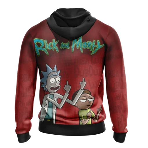 Rick And Morty Ugly Fingers Red Hoodie back