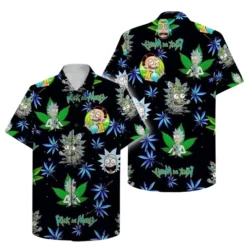 Rick And Morty Weed Pattern Hawaiian Shirt