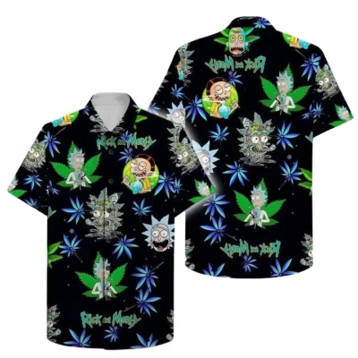 Rick And Morty Weed Pattern Hawaiian Shirt