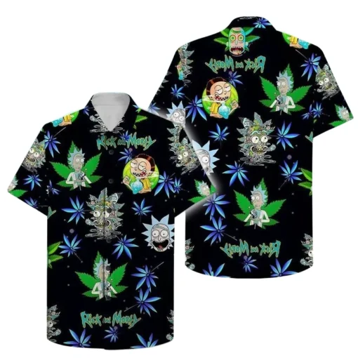 Rick And Morty Weed Pattern Hawaiian Shirt