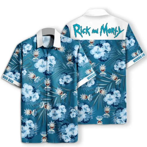 Rick Wubba Lubba Dub Dub Tropical Pattern Hawaiian Shirt