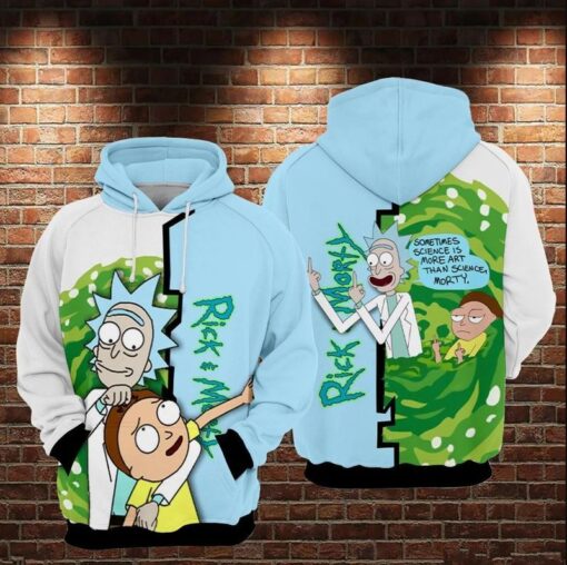 Sometimes Is More Art Than Science Morty Blue White Hoodie