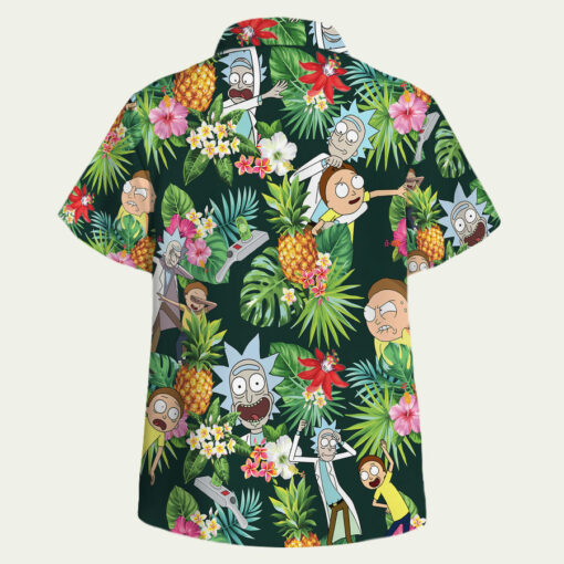 Tropical Chaos Rick & Morty Hawaiian Shirt back