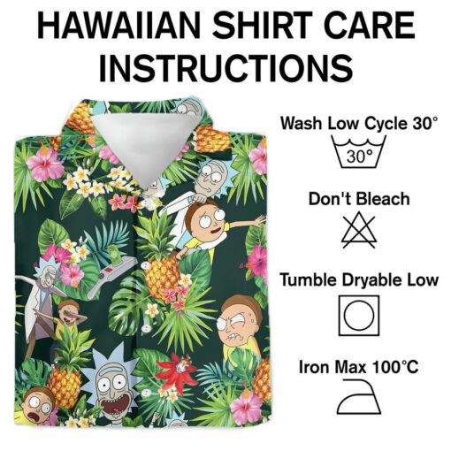 Tropical Chaos Rick & Morty Hawaiian Shirt instructions