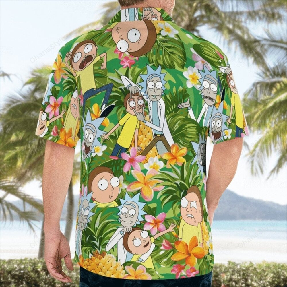 Tropical Morty Madness Rick & Morty Hawaiian Shirt back
