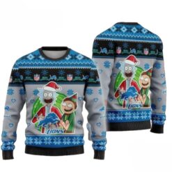 Detroit Lions Rick And Morty Ugly Christmas Sweater