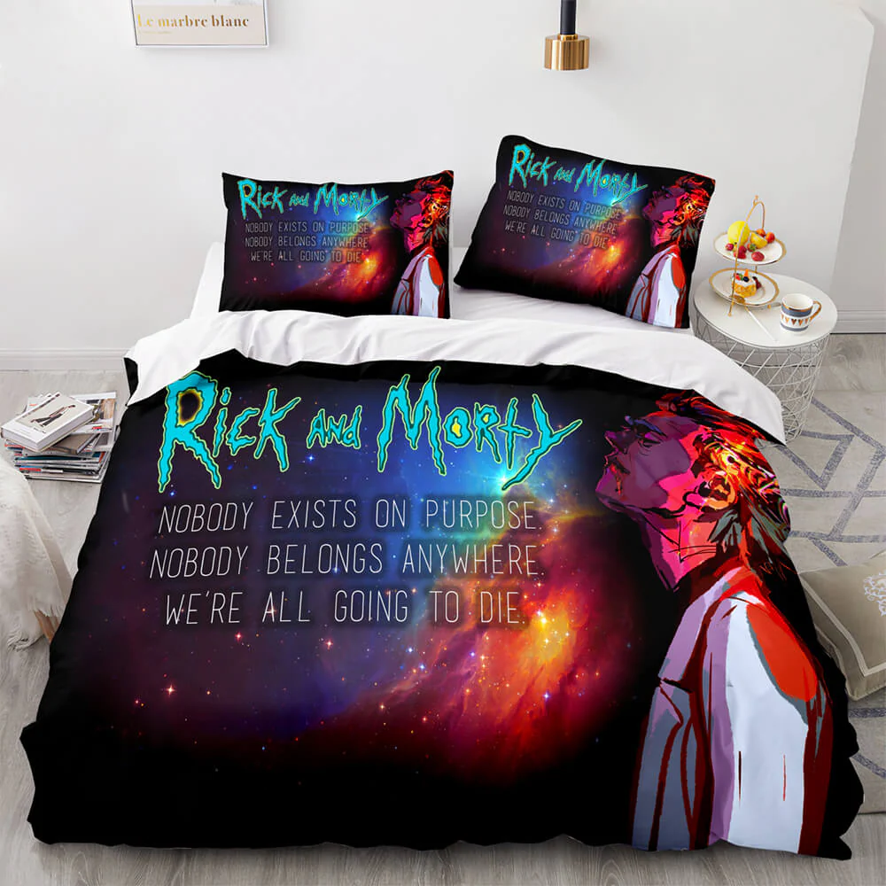 Existential Rick and Morty Cosmic Reflection Bedding Set