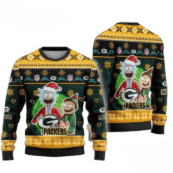 Green Bay Packers Funny Rick And Morty Ugly Christmas Sweater