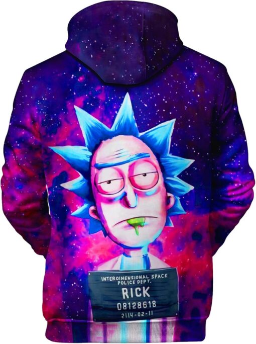 Interdimensional Mugshot Rick Cosmic Hoodie back