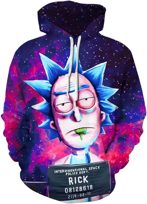 Interdimensional Mugshot Rick Cosmic Hoodie front