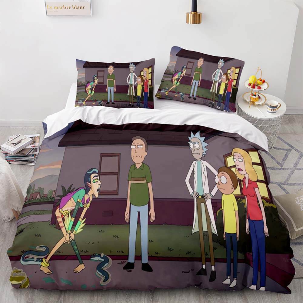 Late-Night Space Adventure Rick and Morty Bedding Set