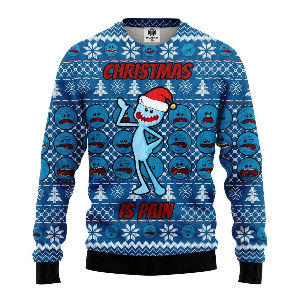 Mr. Meeseeks Holiday Meltdown Ugly Christmas Sweater front