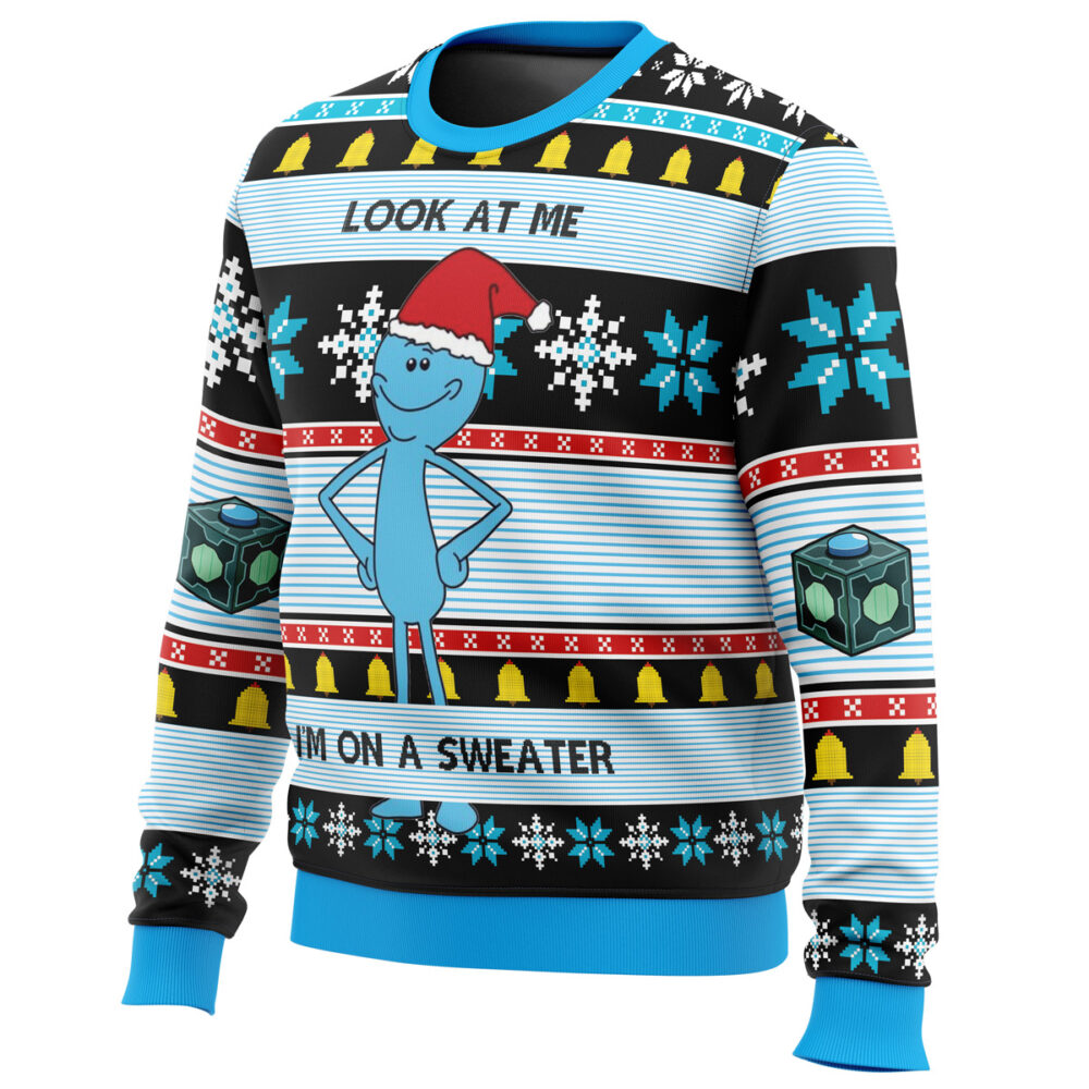 Mr. Meeseeks Look At Me I'm On A Sweater Ugly Christmas Sweater left